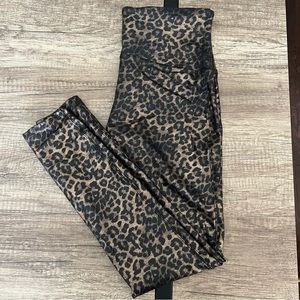 Spanx Faux Leather Leopard Print Leggings - XL
